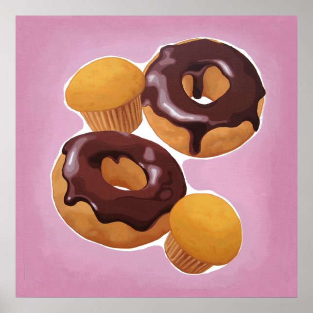 Poster Rosquinhas de chocolate e muffin (Frente)