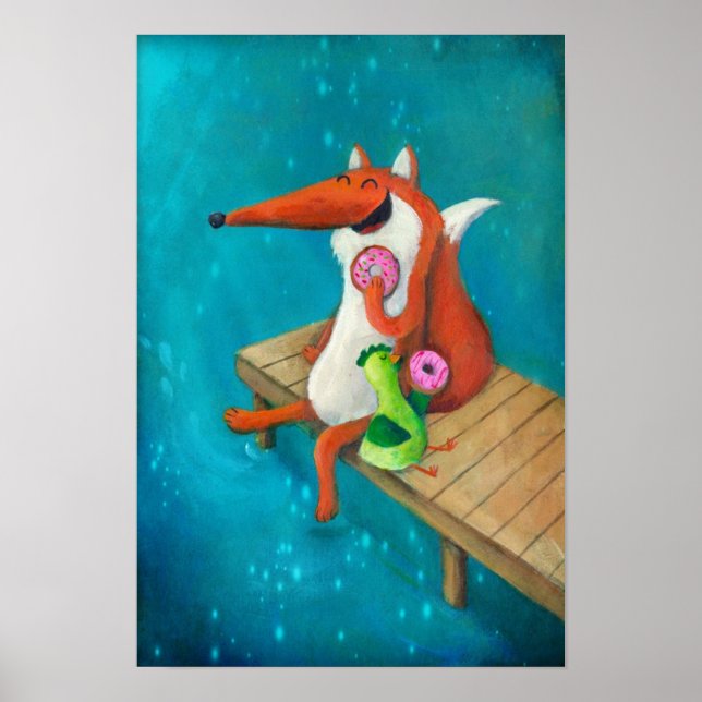 Poster Rosquinhas para comer galinha e raposa amigáveis (Frente)