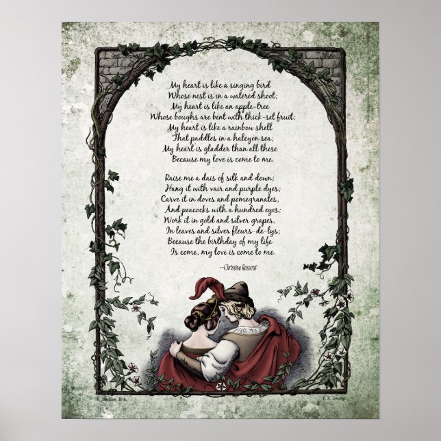 Poster Rossetti "Love" Victorian Art Poem 16x20 (Frente)