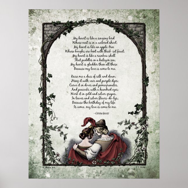Poster Rossetti "Love" Victorian Art Poem 17x22 (Frente)