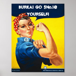 Póster Rossi que o Riviter diz não a Burka