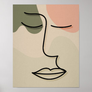 Poster Rosto Abstrato Tons Suaves Tons Terrosos Boho Mode
