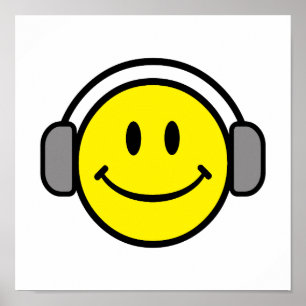 Poster rosto bonito com fones de ouvido