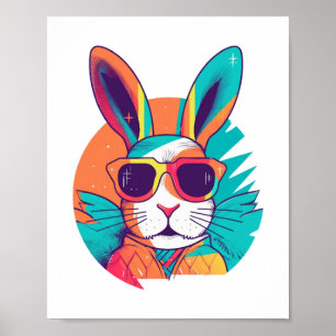 Poster Rosto Coelhinho Com Óculos De Sol Para Meninos