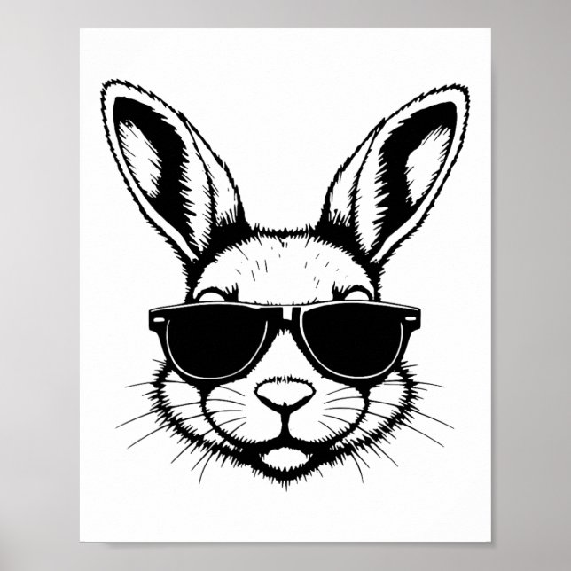 Poster Rosto Coelho Com Pulmões Dia De Páscoa Para Menino (Frente)