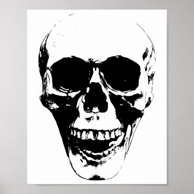 Poster Rosto Crânio Silhouette Grunge Rock Graphic Hallow (Frente)