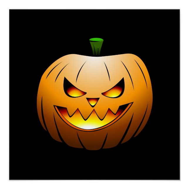 Póster Rosto de Abóbora de Halloween Assustador (Frente)