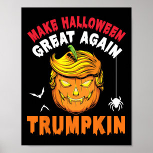 Poster Rosto de Abóbora Trumpkin Faça o Halloween Grande