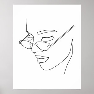 Poster Rosto de abstrato com óculos de sol