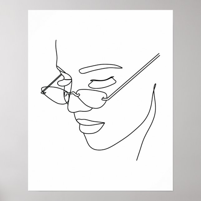 Poster Rosto de abstrato com óculos de sol (Frente)