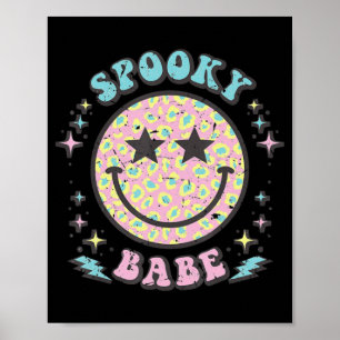 Poster Rosto de Bebê Assustador Groovy Roupa de Feliz Dia