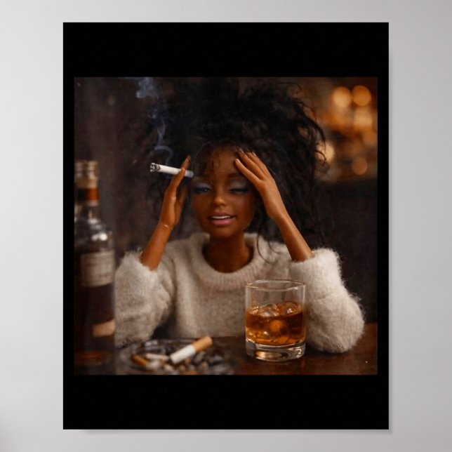 Poster Rosto de Boneca Angustiado Engraçado Meme Fumando  (Frente)