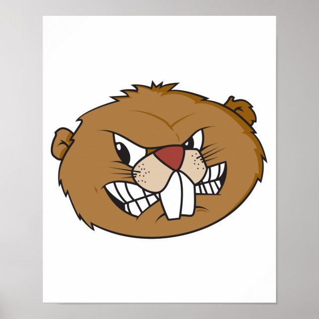 Póster rosto de castor zangado (Frente)