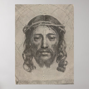 Poster Rosto de Cristo de Claude Mellan, gravura de 1649