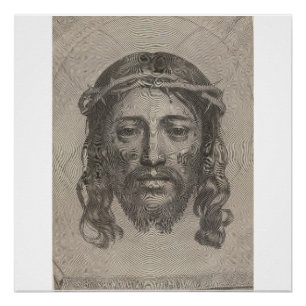 Póster Rosto de Cristo de Claude Mellan, gravura de 1649