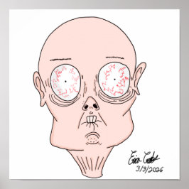 Poster Rosto de desenho animado assustado engraçado