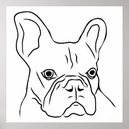 Poster Rosto de Frenchie Desenhado à Mão