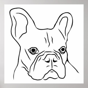 Poster Rosto de Frenchie Desenhado à Mão