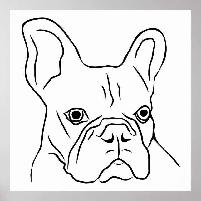 Poster Rosto de Frenchie Desenhado à Mão  (Frente)