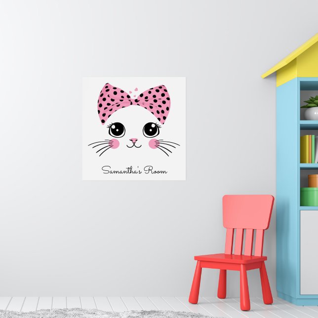 Poster Rosto de Gato de Grito de Texto Personalizado (Berçário 1)