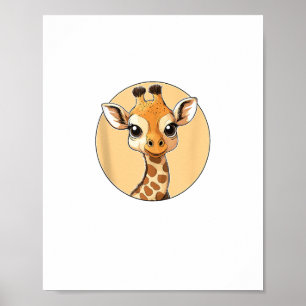 Poster Rosto de Girafa Fofa Olhos Lindos Estilo Safari
