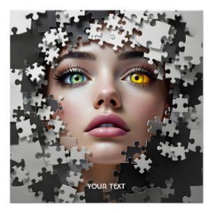 Póster Rosto de Menina de Puzzle Fantasia Fofa