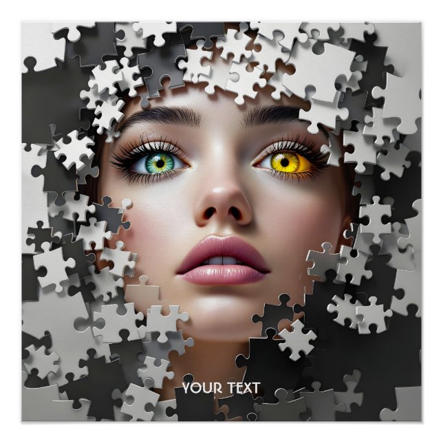 Póster Rosto de Menina de Puzzle Fantasia Fofa (Frente)