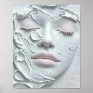 Poster Rosto de Menina Etérea em Textura Suave Branca