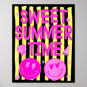 Poster Rosto doce de verão emoticon meme feminino préppy