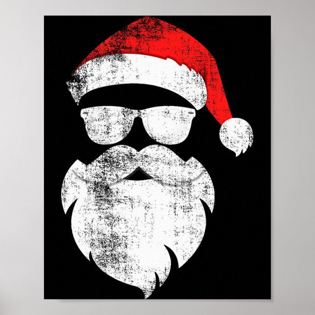Poster Rosto engraçado de Papai Noel hipster com chapéu b (Frente)
