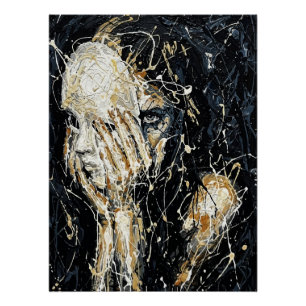 Póster Rosto Fantasmagórico Etéreo Arte Abstrata com Ping