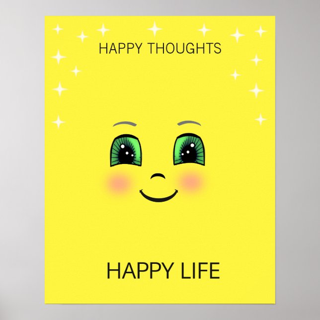 Poster Rosto feliz & pensamentos felizes trazem cartaz de (Frente)