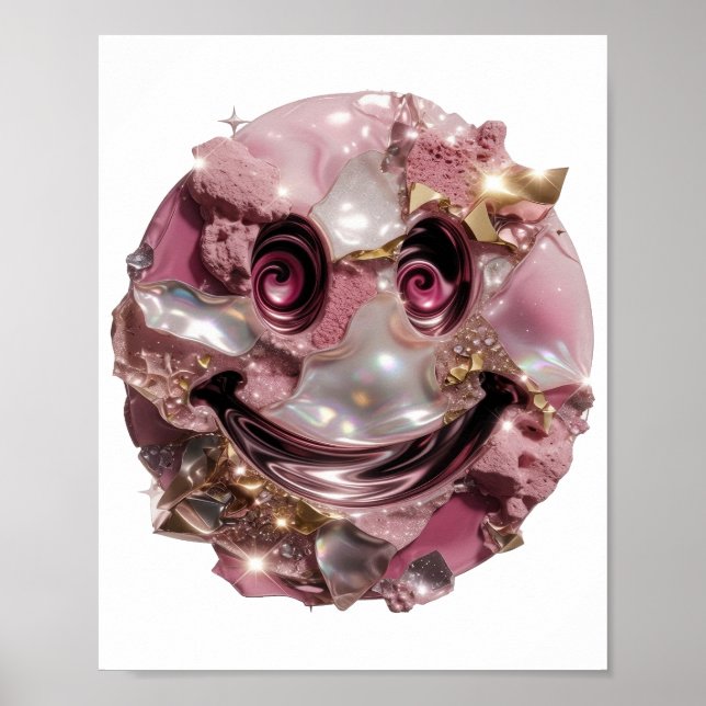 Poster Rosto Feliz Prata Moderna Design Moderno (Frente)