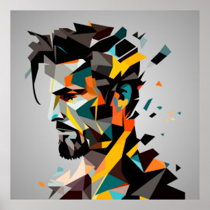 Poster Rosto humano no estilo abstrato