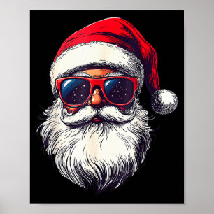 Poster Rosto Legal do Papai Noel Óculos de Sol Retrô Nata
