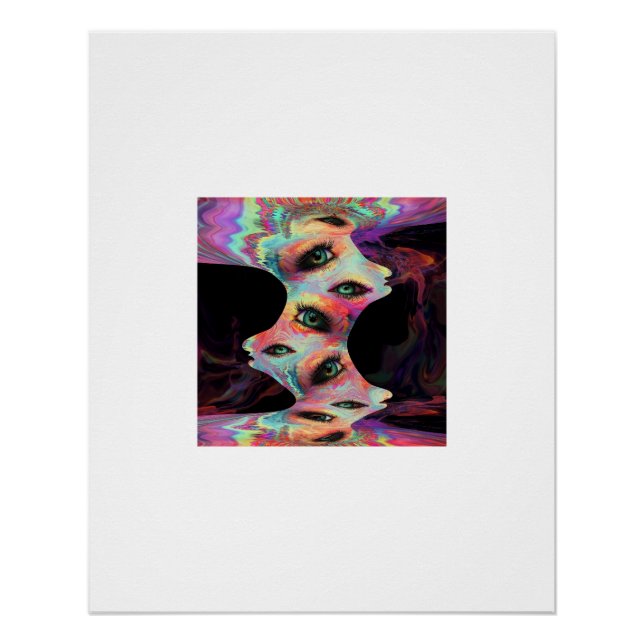Póster Rosto Psicodélico Multi-Olhos Poster Trippy (Frente)