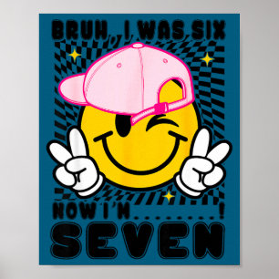 Poster Rosto sorridente 7º aniversário era 6 7 xadrez bru