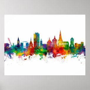 Poster Rostock Germany Skyline