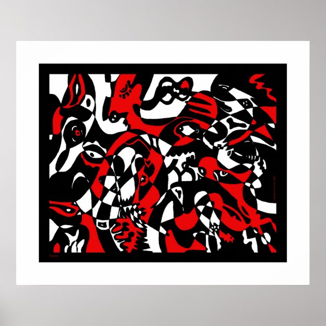 Poster "Rostos" Abstrato Art (Frente)
