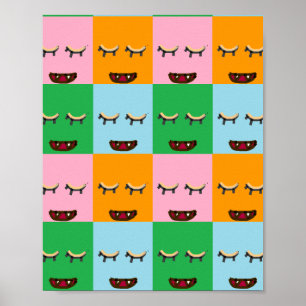 Poster Rostos de blocos monstruosos sorridentes