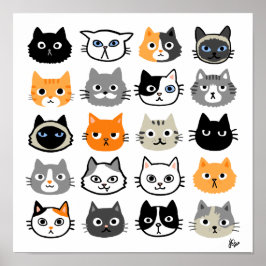 Poster Rostos de Gato | Gatos giros, engraçados e irritad