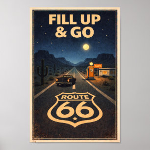 Poster Rota 66 Abasteça e Vá Litho