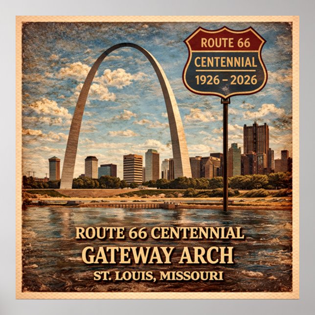 Poster Rota 66 Arco da Porta de St Louis (Frente)
