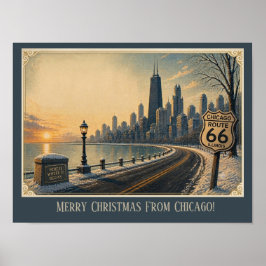 Poster Rota 66 de Férias da Silhueta de Chicago