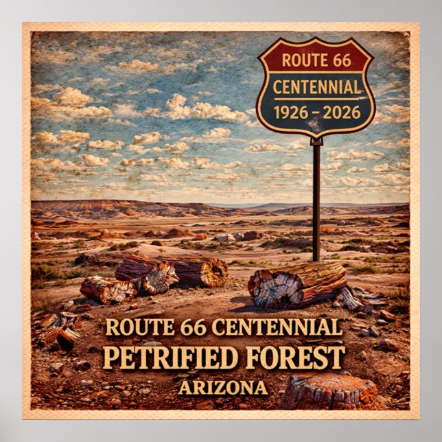 Poster Rota 66 Floresta Petrificada Arizona (Frente)