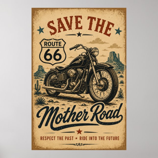 Poster Rota 66 Moto Estrada Mãe Tributo (Frente)
