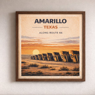 Poster Rota 66 Patrimônio de Amarillo Texas