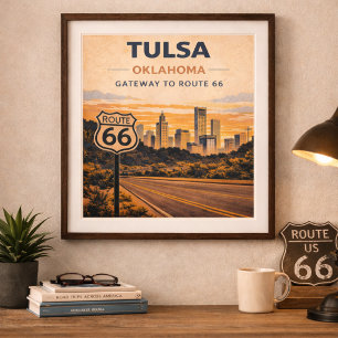 Poster Rota 66 Portão do Patrimônio de Tulsa Oklahoma