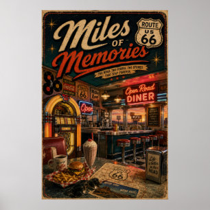 Poster Rota 66 Restaurante Memórias de Milhas Arte 