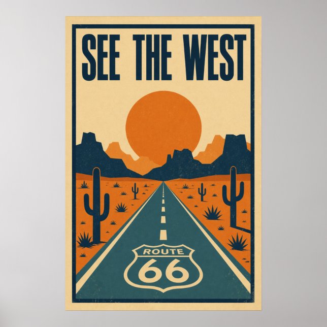 Poster Rota 66 Veja O Oeste Litho (Frente)
